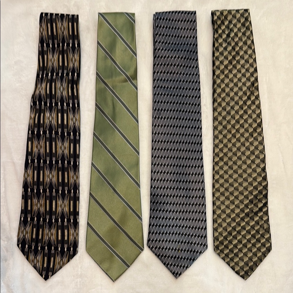 Men's Tie Set - Black, Green, Gold, Gray